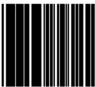 Black and white barcode image with vertical lines on both sides
