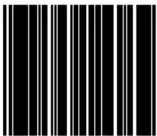 Black and white barcode image with vertical lines on both sides