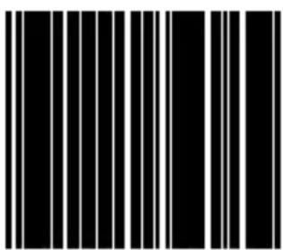 Black and white barcode image with vertical lines on both sides