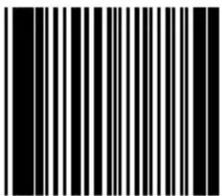 Black and white barcode image with vertical lines on both sides