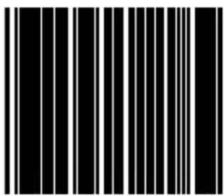 Black and white barcode image with vertical lines on both sides