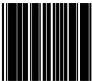 Black and white barcode image with vertical lines on both sides