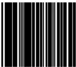Black and white barcode image with vertical lines on both sides