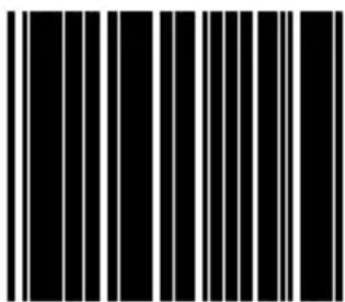 Black and white barcode image with vertical lines on both sides