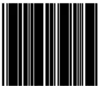 Black and white barcode image with vertical lines on both sides