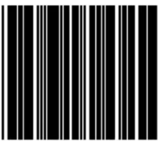 Black and white barcode image with vertical lines and dots