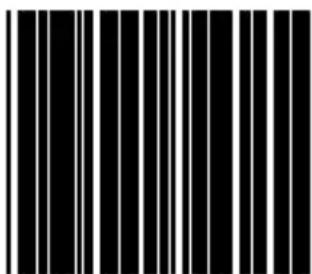 Black and white barcode image with vertical lines on both sides
