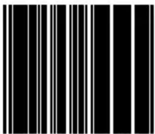 Black and white barcode image with vertical lines on both sides