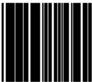 Black and white barcode image with vertical lines on both sides