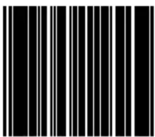 Black and white barcode image with vertical lines on both sides
