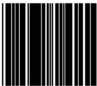 Black and white barcode image with vertical lines on both sides