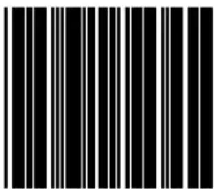 Black and white barcode image with vertical lines on both sides