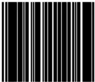 Black and white barcode image with vertical lines on both sides