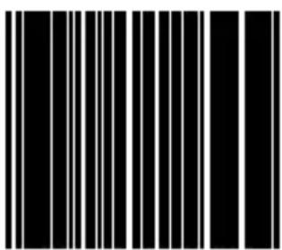 Black and white barcode image with vertical lines on both sides