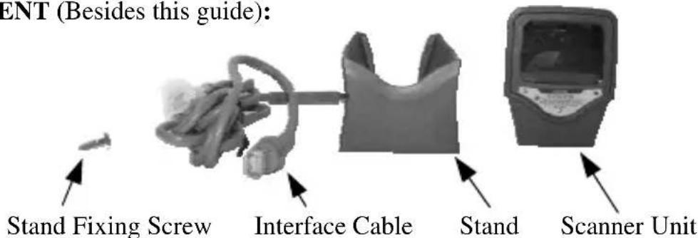 ENT (Besides this guide): Stand Fixing Screw Interface Cable Stand Scanner Unit