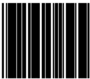 Black and white barcode image with vertical lines on both sides
