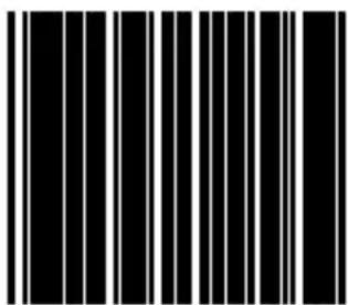 Black and white barcode image with vertical lines on both sides