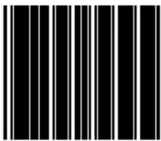 Black and white barcode image with vertical lines on both sides