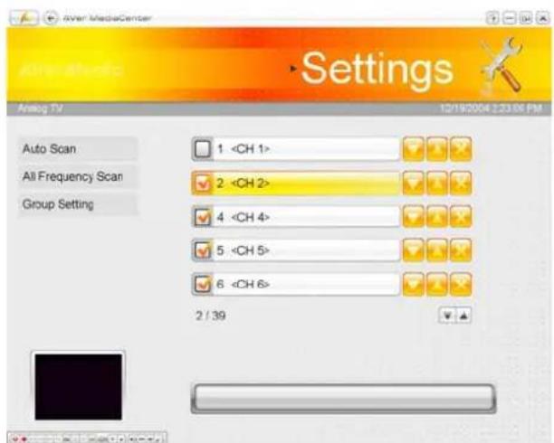 Aven MediaCenter Settings Auto Scan 1 All Frequency Scan 2 Group Setting 4 5 6 2 / 39 12/19/2004 12:38 PM