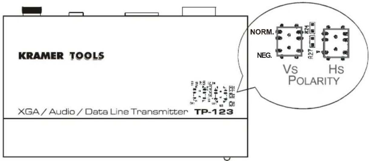 KRAMER TOOLS XGA / Audio / Data Line Transmitter TP-123 NORM. NEG. R24 R27 Hs Vs POLARITY