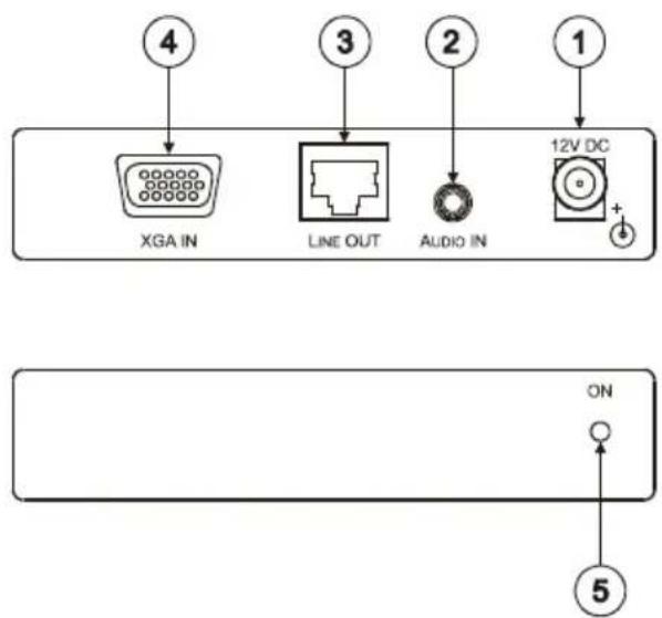 4 XGA IN LINE OUT AUDIO IN 12V DC + ON 5