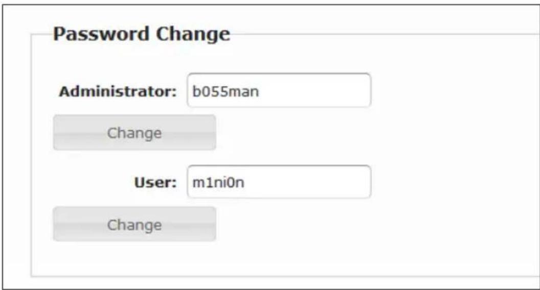 Password Change Administrator: b055man Change User: m1ni0n Change