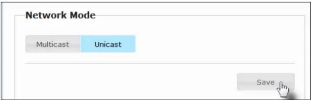 Network Mode Multicast Unicast Save