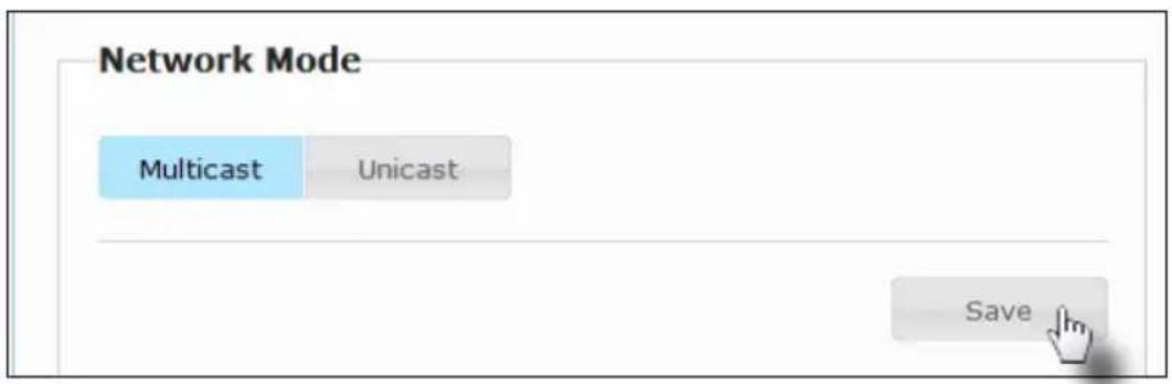 Network Mode Multicast Unicast Save
