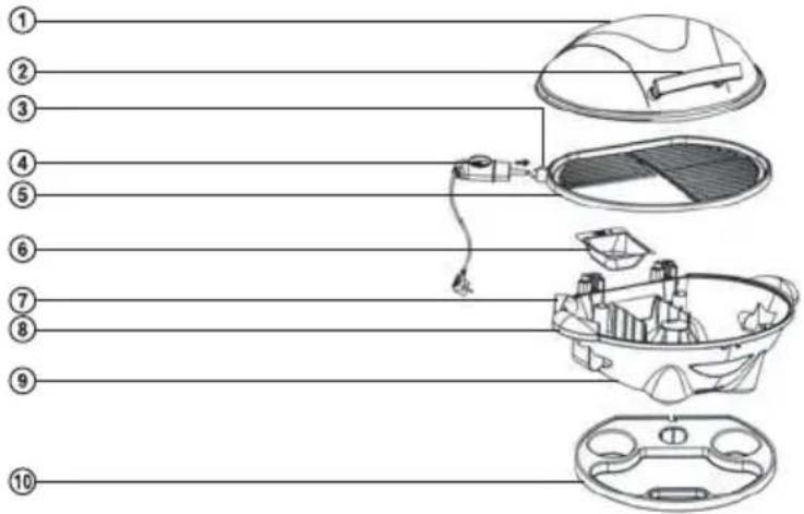 Exploded view diagram of a medical device with numbered parts for identification
