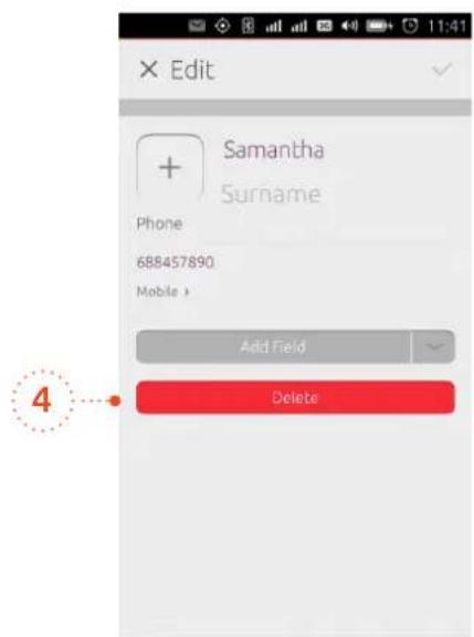 Edit + Samantha Surname Phone 688457890 Mobile > Add Field Delete 4