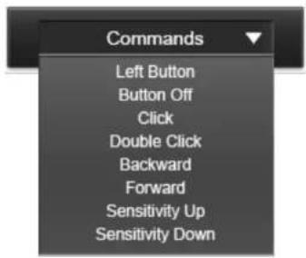 Commands Left Button Button Off Click Double Click Backward Forward Sensitivity Up Sensitivity Down