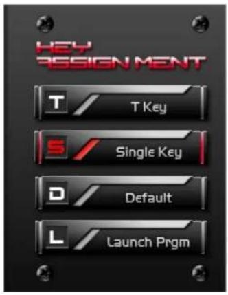 KEY P/ASSIGNMENT T / T Key S / Single Key D / Default L / Launch Prgm