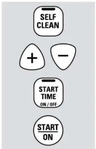 SELF CLEAN + - START TIME ON / OFF START ON