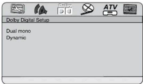 Dolby Digital Setup Dual mono Dynamic