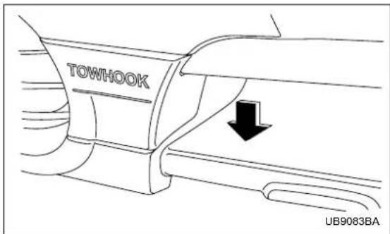 SUBARU Baja (2005) - ▼ Towing hook cover removal procedure - 1