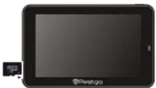 PRESTIGIO GeoVision 5766 Navitel - Inserting microSD Card - 1