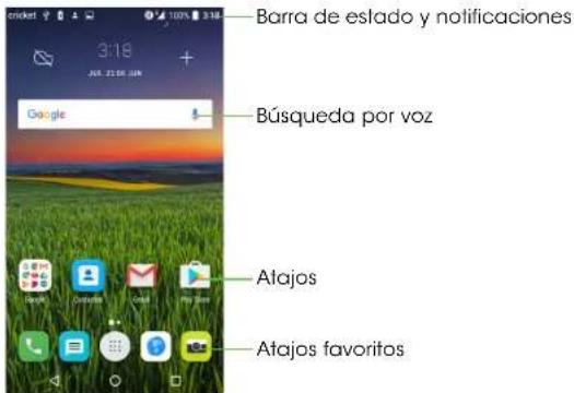 Barra de estado y notificaciones Búsqueda por voz Alajos Atajos favoritos