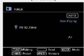 TUNCR AUTO New Playing FM 92.1MHz A1 TUBE Molding Send BASF Mode CONEP Preset PRK(P) Memory