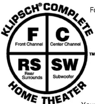 KLIPSCH® COMPLETE F Front Channel C Center Channel RS Rear Surrounds SW Subwoofer HOME THEATER TM Your