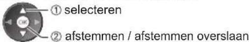 ① selecteren ② afstemmen / afstemmen overslaan