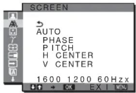 SCREEN AUTO PHASE PITCH H CENTER V CENTER 1600 1200 60Hzx