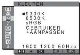 KLEUREN ■ 9300K 6500K sRGB GEBRUIKER AANPASSEN 1600 1200 60Hz x