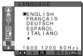 LANGUAGE ■ ENGLISH FRANÇAIS DEUTSCH ESPAÑOL ITALIANO ↓ 1600 1200 60 Hz x