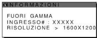 INFORMAZIONI FUORI GAMMA INGRESSO#:XXXXX RISOLUZIONE > 1600X1200