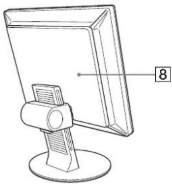 Line drawing of a computer monitor with a stand and labeled component '8' (no text or symbols beyond the label)