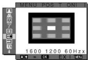 MENÜ POZÍCIÓ 1600 1200 60Hz OK EX I MENÜ