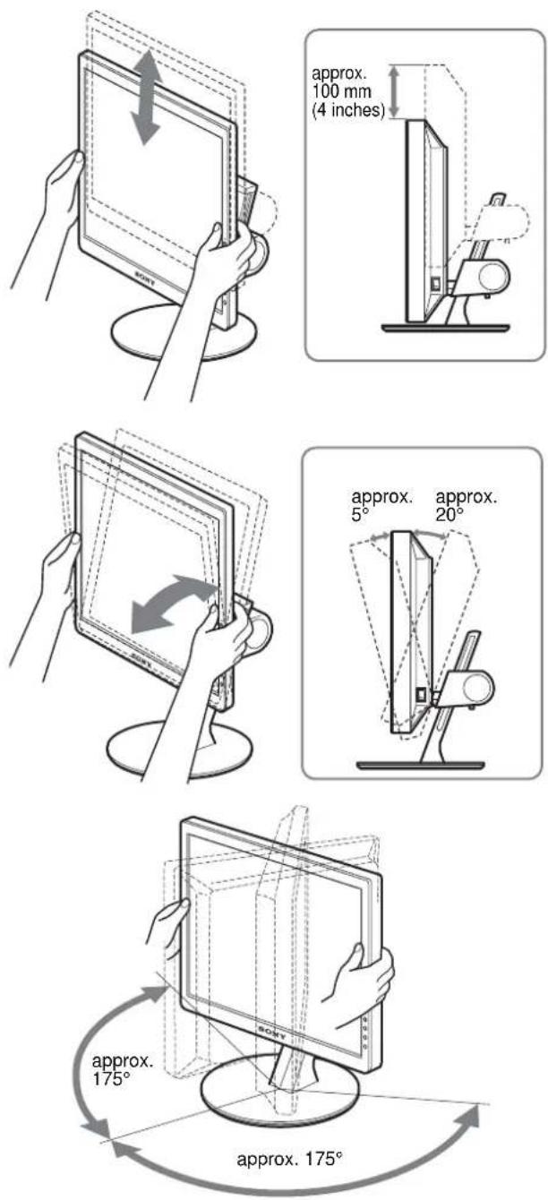 SONY SDM-S204E - Setup 5: Adjust the height and tilt - 1