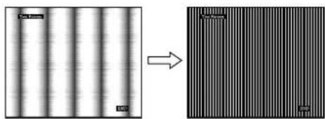 Two-panel image showing a striped pattern on the left and a striped pattern on the right, with no visible text or symbols.