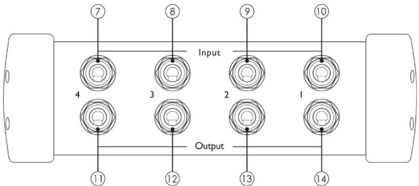 7 8 9 10 Input 4 3 2 1 Output 11 12 13 14