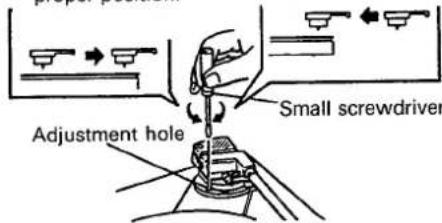 Proper position Small screwdriver Adjustment hole